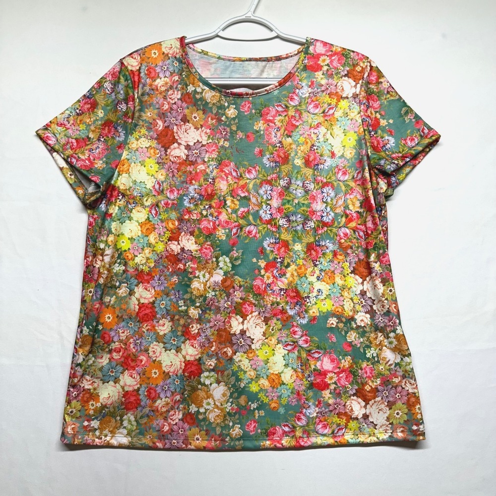 Cottage English Rose Garden Short Sleeve Blouse Fairycore Cottagecore Womens L